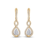 10kt Yellow Gold Womens Round Diamond Teardrop Dangle Earrings 3/8 Cttw