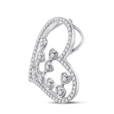 10kt White Gold Womens Round Diamond Scattered Heart Pendant 1/3 Cttw