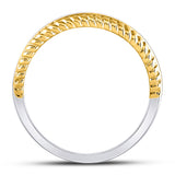 10kt Tri-Tone Gold Womens Round Diamond 3-Piece Stackable Band Ring Set 1/6 Cttw