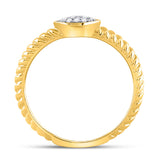 10kt Tri-Tone Gold Womens Round Diamond Trio Stackable Band Ring Set 1/5 Cttw