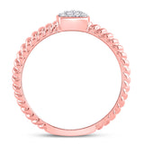10kt Tri-Tone Gold Womens Round Diamond Trio Stackable Band Ring Set 1/5 Cttw