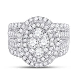 14kt White Gold Round Diamond Oval Bridal Wedding Engagement Ring 3 Cttw
