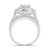 14kt White Gold Round Diamond Oval Bridal Wedding Engagement Ring 3 Cttw