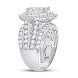 14kt White Gold Round Diamond Oval Bridal Wedding Engagement Ring 3 Cttw