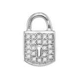 10kt White Gold Womens Round Diamond Lock Key Fashion Earrings 1/10 Cttw