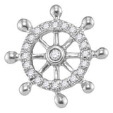 10kt White Gold Womens Round Diamond Anchor Wheel Stud Earrings 1/10 Cttw