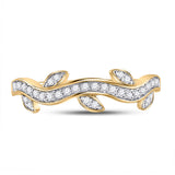 10kt Yellow Gold Womens Round Diamond Vine Stackable Band Ring 1/6 Cttw