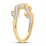 10kt Yellow Gold Womens Round Diamond Vine Stackable Band Ring 1/6 Cttw