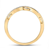 10kt Yellow Gold Womens Round Diamond Vine Stackable Band Ring 1/6 Cttw