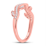 10kt Rose Gold Womens Round Diamond Vine Stackable Band Ring 1/6 Cttw