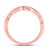 10kt Rose Gold Womens Round Diamond Vine Stackable Band Ring 1/6 Cttw