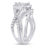 14kt White Gold Round Diamond Bridal Wedding Ring Band Set 1 Cttw