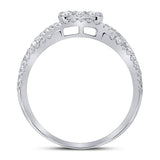 14kt White Gold Round Diamond Cluster Bridal Wedding Engagement Ring 1 Cttw