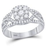 14kt White Gold Round Diamond Cluster Bridal Wedding Engagement Ring 1 Cttw