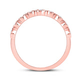 14kt Rose Gold Womens Round Diamond Dot Stackable Band Ring 1/10 Cttw