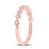 14kt Rose Gold Womens Round Diamond Dot Stackable Band Ring 1/10 Cttw