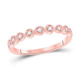 14kt Rose Gold Womens Round Diamond Dot Stackable Band Ring 1/10 Cttw