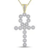 14kt Yellow Gold Mens Round Diamond Ankh Cross Charm Pendant 2-3/4 Cttw