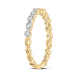14kt Yellow Gold Womens Round Diamond Stackable Band Ring 1/8 Cttw