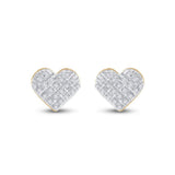 10kt Yellow Gold Womens Round Diamond Heart Earrings 1/6 Cttw