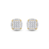 10kt Yellow Gold Mens Round Diamond Circle Cluster Earrings 1/5 Cttw