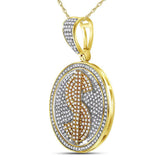 10kt Yellow Gold Mens Round Diamond Dollar Sign Circle Charm Pendant 1-5/8 Cttw