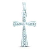 10kt White Gold Womens Round Diamond Religious Cross Pendant 1/10 Cttw