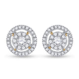 14kt Yellow Gold Womens Round Diamond Cluster Earrings 1/2 Cttw