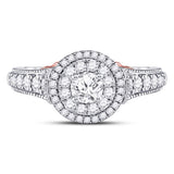 14kt Two-tone Gold Round Diamond Solitaire Bridal Wedding Engagement Ring 3/4 Cttw