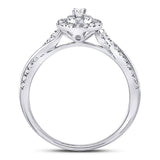14kt White Gold Round Diamond Teardrop Cluster Bridal Wedding Engagement Ring 1/4 Cttw
