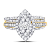 14kt Yellow Gold Round Diamond Bridal Wedding Ring Band Set 1 Cttw