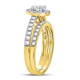 14kt Yellow Gold Round Diamond Bridal Wedding Ring Band Set 1 Cttw