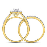 14kt Yellow Gold Round Diamond Bridal Wedding Ring Band Set 1 Cttw