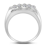 14kt White Gold Mens Round Diamond Wedding Band Ring 1 Cttw