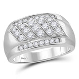 14kt White Gold Mens Round Diamond Wedding Band Ring 1 Cttw