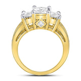 14kt Yellow Gold Princess Diamond 3-stone Bridal Wedding Engagement Ring 2 Cttw