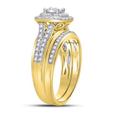 14kt Yellow Gold Round Diamond Bridal Wedding Ring Band Set 1/2 Cttw