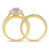 14kt Yellow Gold Round Diamond Bridal Wedding Ring Band Set 1/2 Cttw