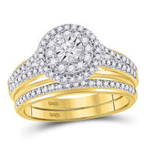 14kt Yellow Gold Round Diamond Bridal Wedding Ring Band Set 1/2 Cttw