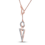 14kt Rose Gold Womens Round Diamond Circle Triangle Threaded Necklace 1/5 Cttw