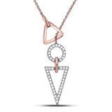 14kt Rose Gold Womens Round Diamond Circle Triangle Threaded Necklace 1/5 Cttw