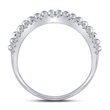 14kt White Gold Womens Round Diamond Beaded Symmetrical Band Ring 1/3 Cttw