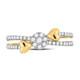 14kt Yellow Gold Womens Round Diamond Fashion Heart Ring 1/3 Cttw