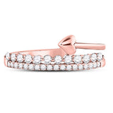 14kt Rose Gold Womens Round Diamond Fashion Heart Ring 3/8 Cttw