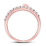 14kt Rose Gold Womens Round Diamond Fashion Heart Ring 3/8 Cttw