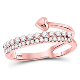 14kt Rose Gold Womens Round Diamond Fashion Heart Ring 3/8 Cttw