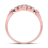 14kt Rose Gold Womens Round Diamond Square Cluster Ring 1/2 Cttw