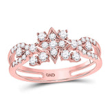 14kt Rose Gold Womens Round Diamond Square Cluster Ring 1/2 Cttw