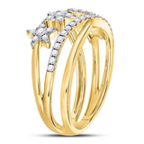 14kt Yellow Gold Womens Round Diamond Fashion Crossover Star Ring 3/8 Cttw