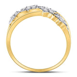 14kt Yellow Gold Womens Round Diamond Fashion Crossover Star Ring 3/8 Cttw